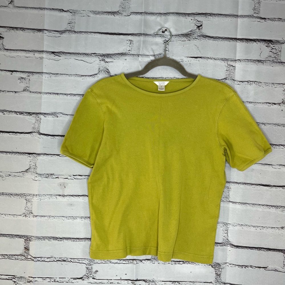 Christopher & Banks Dark Yellow Fitted Crop T Shirt SZ S Casual Loungewear Relax